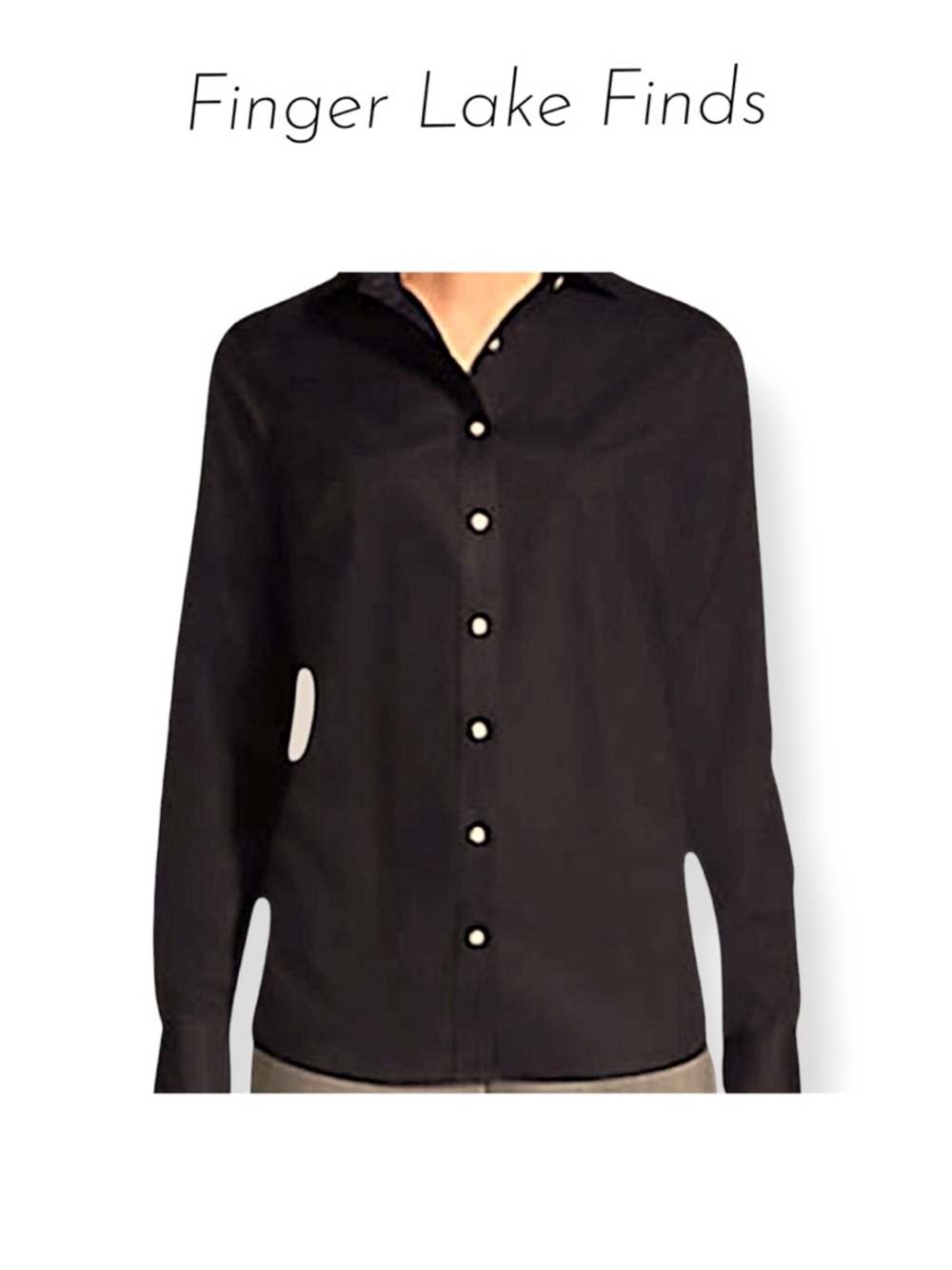 Lands End Outfitters Black No Iron Button Down Shirt, 12